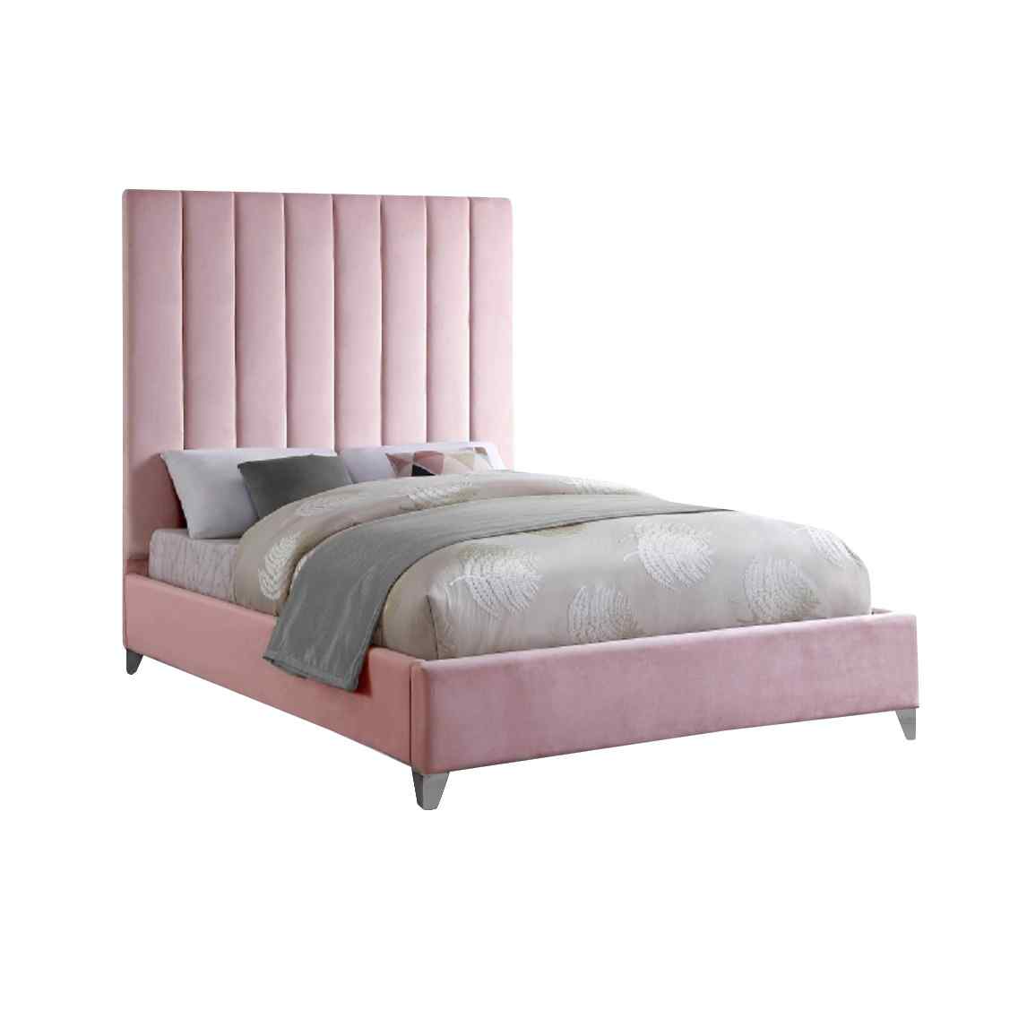 Alexo-Tall-Headboard-Bed-Plush-Velvet-Pink-WBG