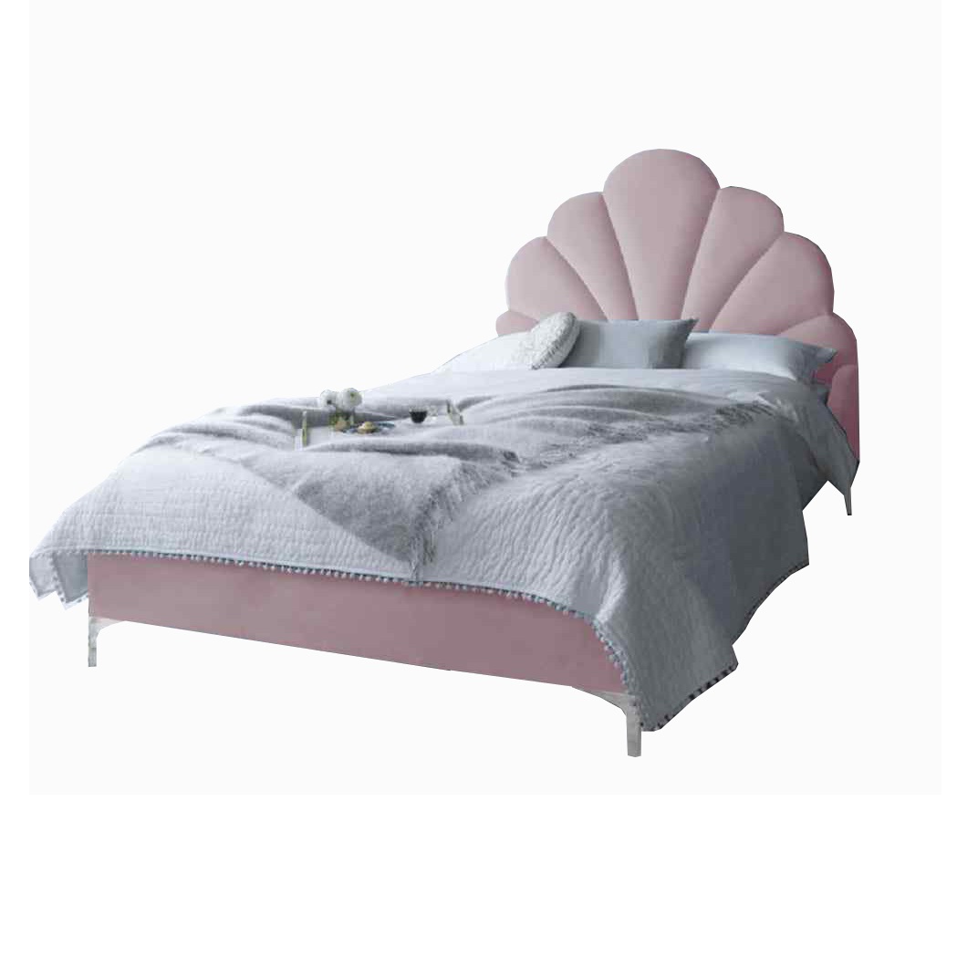 Hendo-Bed-Frame-Plush-Velvet-Pink